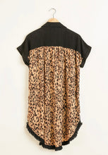 Load image into Gallery viewer, BlackLinen Dress w/ Leopard Print Back