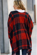 Load image into Gallery viewer, Red Plaid Angora Poncho