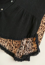 Load image into Gallery viewer, BlackLinen Dress w/ Leopard Print Back