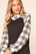 Load image into Gallery viewer, Cashmere Feel Black/White Plaid Turtle Neck Top