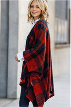 Load image into Gallery viewer, Red Plaid Angora Poncho