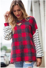 Load image into Gallery viewer, Cashmere feel Red Criss Cross Neckline Top