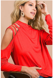 Red/Coral Knit Jersey Top