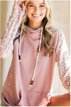 Load image into Gallery viewer, Blush Hoodie w/ Leopard Sleeves