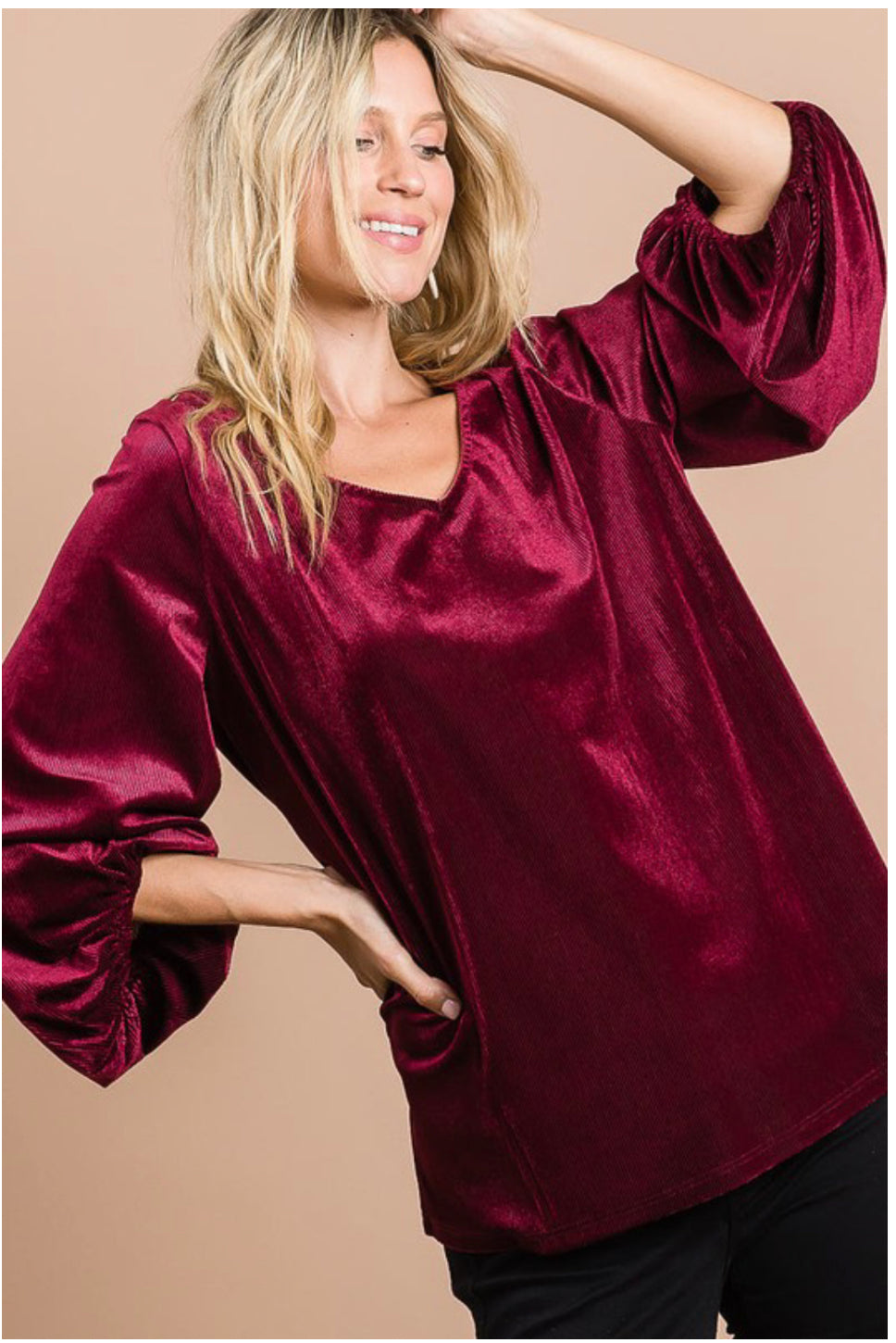 velvet v neck top