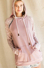 Load image into Gallery viewer, Blush Hoodie w/ Leopard Sleeves