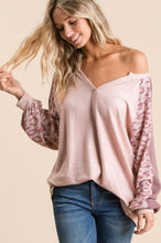 Load image into Gallery viewer, Blush Pink Terry Top W/ Leopard Sleeves