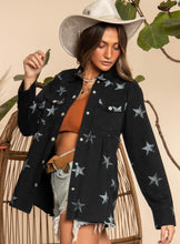 Load image into Gallery viewer, Black Star Peplum Denim Jacket