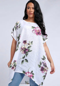 Babs Italian Linen Floral Tunic