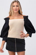 Load image into Gallery viewer, Bubble sleeve contrast sweater