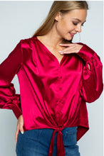 Load image into Gallery viewer, Cranberry Satin Blouse